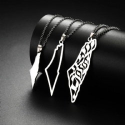 Titanium steel necklace Star Moon Israel Lebanon Palestine map Cross Arabic Faith Holy City