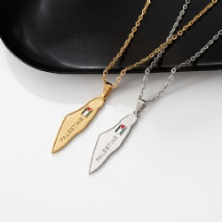 Titanium steel necklace Star Moon Israel Lebanon Palestine map Cross Arabic Faith Holy City