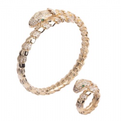 Snake Bracelet Ring Set High quality detail super complex simple design smooth inlaid with zircon gold silver rose gold