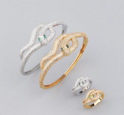 Snake bracelet Ring High quality detail super complex simple design smooth inlaid with zircon gold silver rose gold